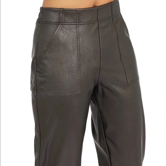 NEW! SPANX Faux Leather Jogger Pants BLACK, SIZE LARGE 0865